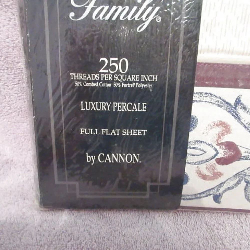 Vtg Cannon Royal Family Percale Devonshire Full Flat Sheet 250 TC Cotton NEW
